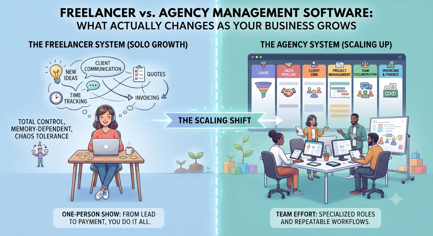Freelancer vs. Agency Management Software: What Changes as You Grow